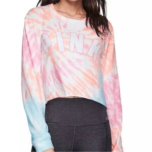 Victoria’s Secret Pink cropped tie dye campus tee pink tee Pink top logo crop